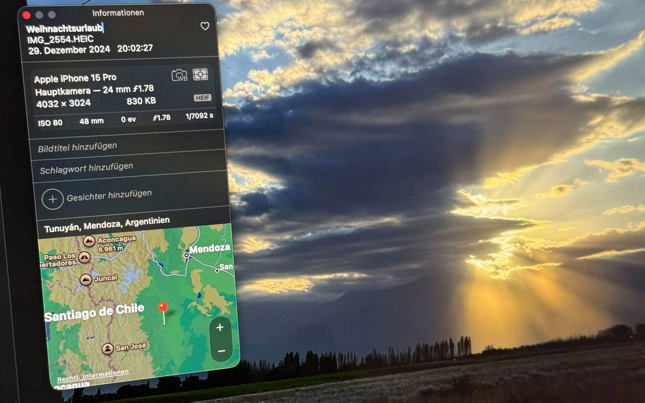 Die Metadaten eines Fotos sind auf einem Mac zu sehen
